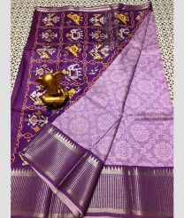 purple colour mangalagiri pattu sarees with Kanchi Border design
