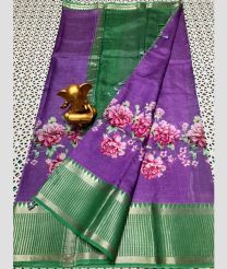 purple and green colour mangalagiri pattu sarees with Kanchi Border design