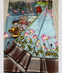 cyan blue colour mangalagiri pattu sarees with Kanchi Border design