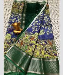 green and blue colour mangalagiri pattu sarees with Kanchi Border design