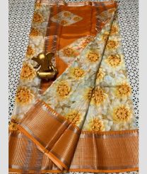 cream and brown colour mangalagiri pattu sarees with Kanchi Border design