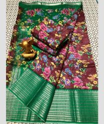 maroon and green colour mangalagiri pattu sarees with Kanchi Border design