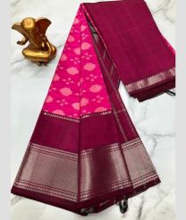 coral and magenta red colour mangalagiri pattu sarees with Kanchi Border design