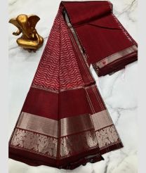 maroon and coral colour mangalagiri pattu sarees with Kanchi Border design
