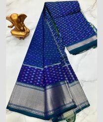 blue colour mangalagiri pattu sarees with Kanchi Border design