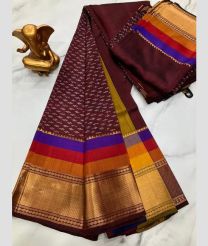 maroon colour mangalagiri pattu sarees with Kanchi Border design