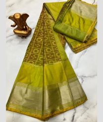 olive green colour mangalagiri pattu sarees with Kanchi Border design