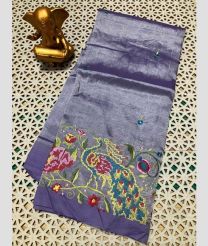 light purple colour mangalagiri pattu sarees with All over Embroidary design