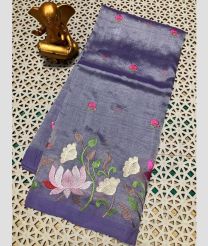 purple colour mangalagiri pattu sarees with All over Embroidary design