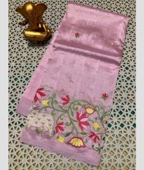 light pink colour mangalagiri pattu sarees with All over Embroidary design