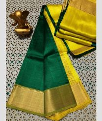 green and olive green colour mangalagiri pattu sarees with Plain design
