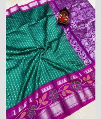 teal and  silver colour mangalagiri pattu sarees with Pochampally Border design