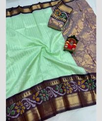 light blue colour mangalagiri pattu sarees with Pochampally Border design