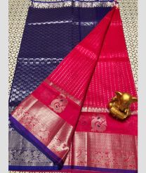 blue and magenta colour mangalagiri pattu sarees with Kanchi Border design