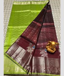 olive green and silver colour mangalagiri pattu sarees with Kanchi Border design