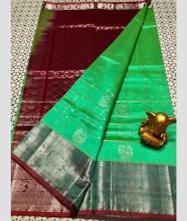 cyan blue and maroon colour mangalagiri pattu sarees with Kanchi Border design