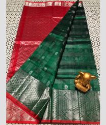 silver and green colour mangalagiri pattu sarees with Kanchi Border design
