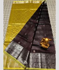 charcoal and olive green colour mangalagiri pattu sarees with Kanchi Border design
