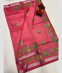 magenta red colour mangalagiri pattu sarees with All over Printed design