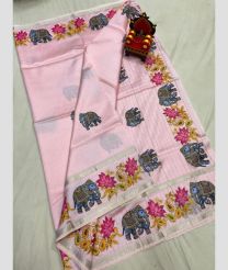 pink colour mangalagiri pattu sarees with All over Printed design