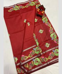 maroon colour mangalagiri pattu sarees with All over Printed design