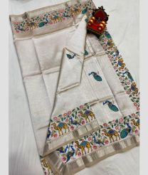 gray colour mangalagiri pattu sarees with All over Printed design