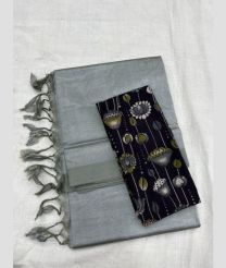 gray colour mangalagiri pattu sarees with Plain design