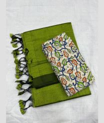 olive green colour mangalagiri pattu sarees with Plain design