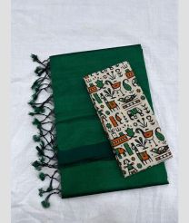 green colour mangalagiri pattu sarees with Plain design