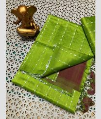green colour mangalagiri pattu sarees with All over Lines design