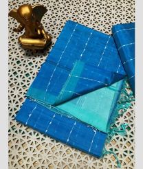 cyan blue colour mangalagiri pattu sarees with All over Lines design