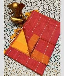 magenta red colour mangalagiri pattu sarees with All over Lines design