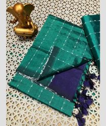 teal colour mangalagiri pattu sarees with All over Lines design