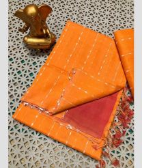 coral red colour mangalagiri pattu sarees with All over Lines design