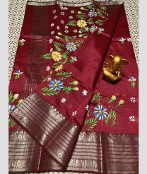 maroon colour mangalagiri pattu sarees with All over design