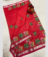 magenta colour mangalagiri pattu sarees with All over Printed design