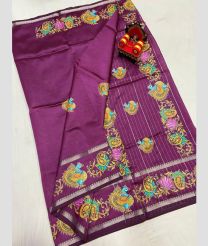 purple colour mangalagiri pattu sarees with All over Printed design
