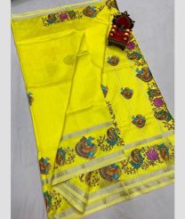 olive green colour mangalagiri pattu sarees with All over Printed design