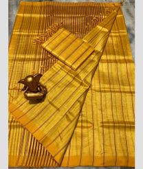 gold colour mangalagiri pattu sarees with All over Lines design