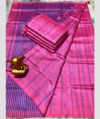 pink colour mangalagiri pattu sarees with All over Lines design