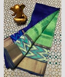 navy blue and green colour mangalagiri pattu sarees with Pochampally Border design