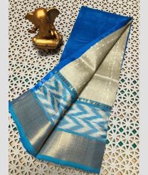 gray and blue colour mangalagiri pattu sarees with Pochampally Border design