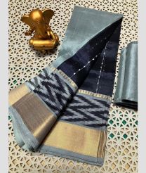 gray and charcoal colour mangalagiri pattu sarees with Pochampally Border design