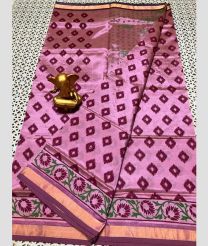 pink colour mangalagiri pattu sarees with Plain design