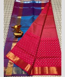 magenta red and blue colour mangalagiri pattu sarees with Plain design