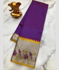 purple colour mangalagiri pattu sarees with Kanchi Border design