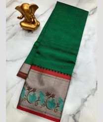 green colour mangalagiri pattu sarees with Kanchi Border design