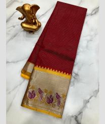 maroon colour mangalagiri pattu sarees with Kanchi Border design