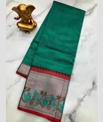 dark green colour mangalagiri pattu sarees with Kanchi Border design