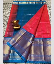 maroon and blue colour mangalagiri pattu sarees with Kanchi Border design